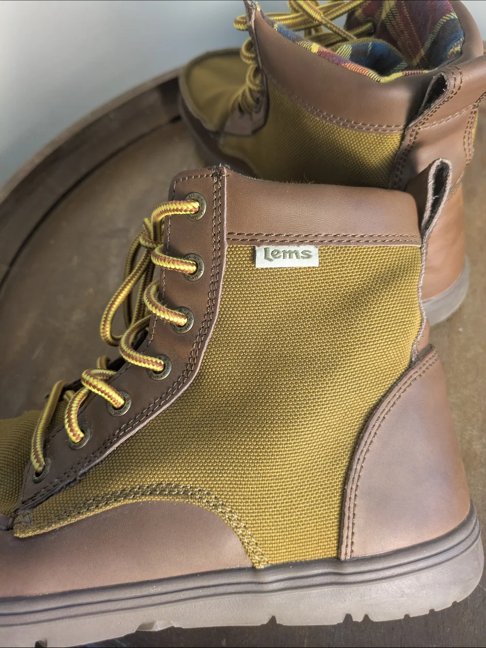 Lems Boulder Timber Colorway Canvas Leather Boots Minimalist Casual Sz:10